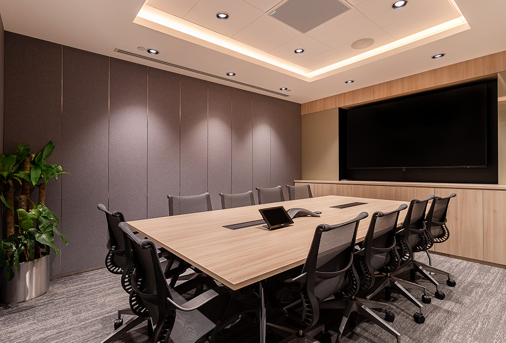 Conference room with large television